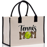 Tennis Mom Cotton Canvas Tote Bag Gift for Tennis Lover Bag Tennis Coach Gift Bag - Aaria Tees Aaria Tees