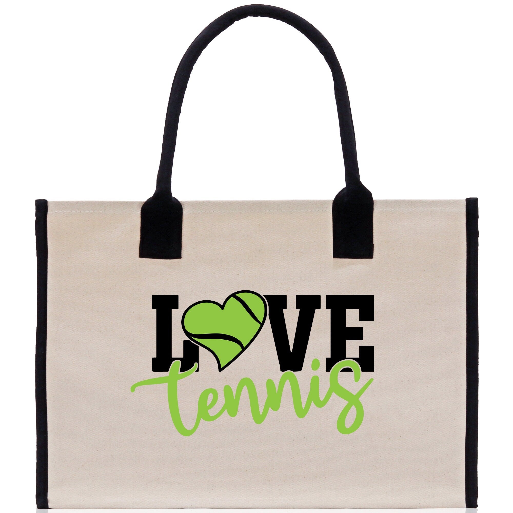 Love Tennis Cotton Canvas Tote Bag Gift for Tennis Lover Bag Tennis Coach Gift Bag - Aaria Tees Aaria Tees
