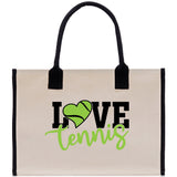 Love Tennis Cotton Canvas Tote Bag Gift for Tennis Lover Bag Tennis Coach Gift Bag - Aaria Tees Aaria Tees