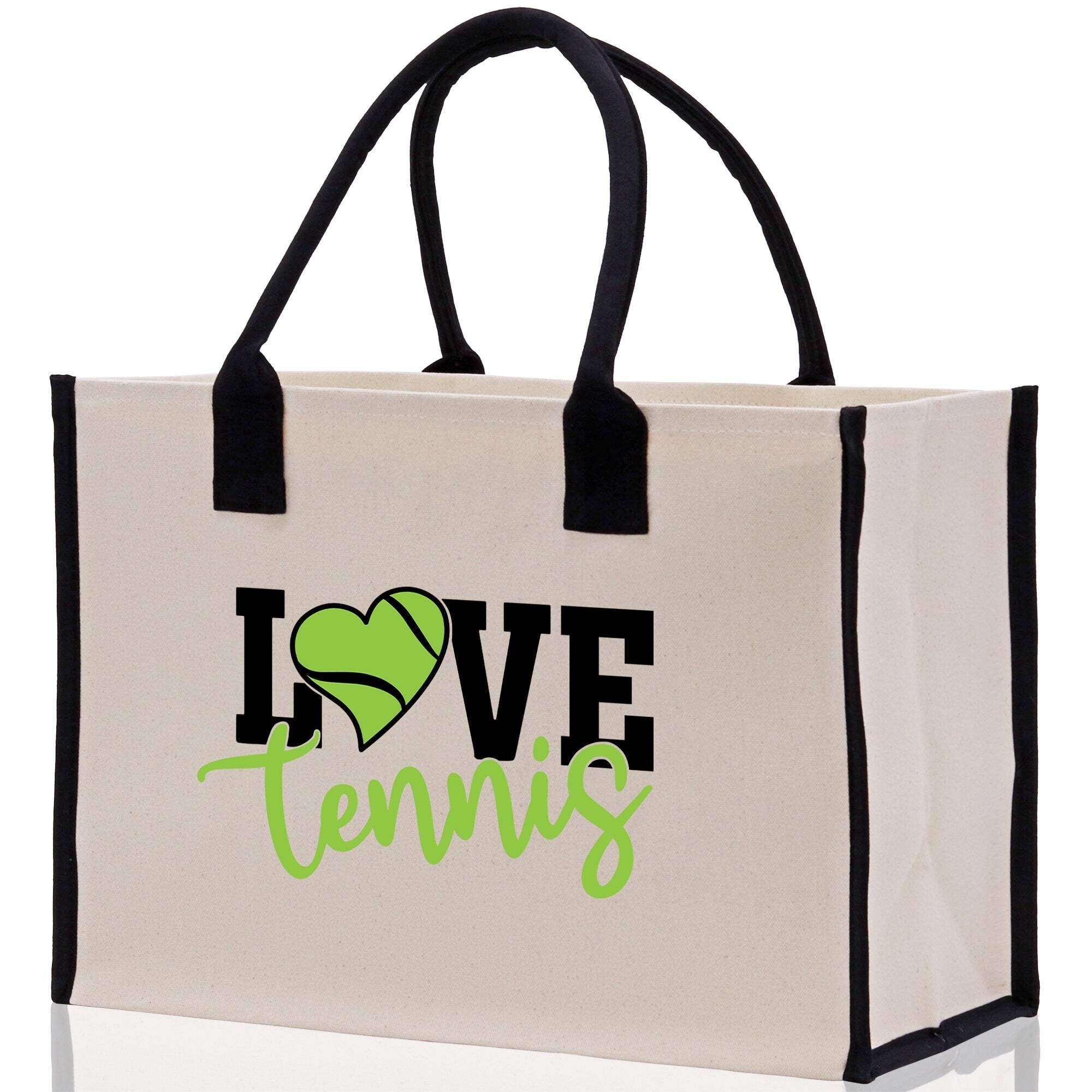 Love Tennis Cotton Canvas Tote Bag Gift for Tennis Lover Bag Tennis Coach Gift Bag - Aaria Tees Aaria Tees