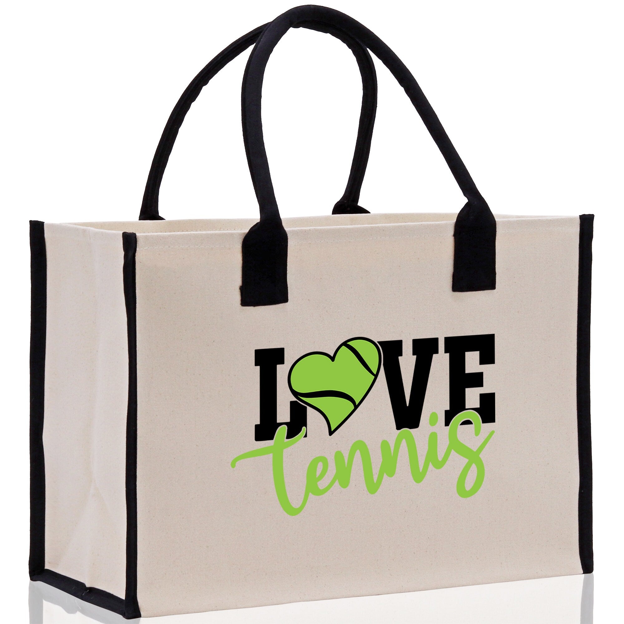 Love Tennis Cotton Canvas Tote Bag Gift for Tennis Lover Bag Tennis Coach Gift Bag - Aaria Tees Aaria Tees