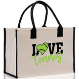 Love Tennis Cotton Canvas Tote Bag Gift for Tennis Lover Bag Tennis Coach Gift Bag - Aaria Tees Aaria Tees