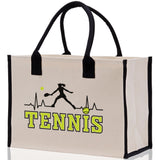Tennis Silhouette Pulse Cotton Canvas Tote Bag Gift for Tennis Lover Bag Tennis Coach Gift Bag - Aaria Tees Aaria Tees