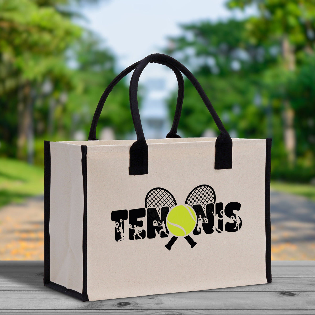 Tennis Silhouette Cotton Canvas Tote Bag Gift for Tennis Lover Bag Tennis Coach Gift Bag - Aaria Tees