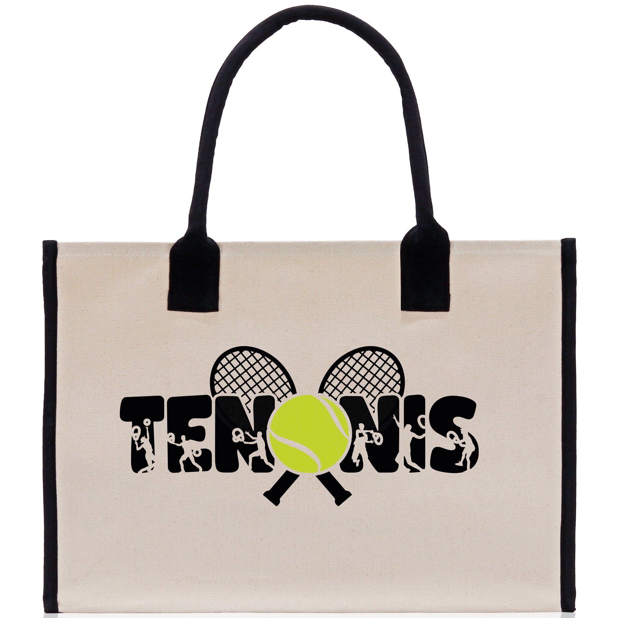 Tennis Silhouette Cotton Canvas Tote Bag Gift for Tennis Lover Bag Tennis Coach Gift Bag - Aaria Tees Aaria Tees