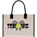 Tennis Silhouette Cotton Canvas Tote Bag Gift for Tennis Lover Bag Tennis Coach Gift Bag - Aaria Tees Aaria Tees