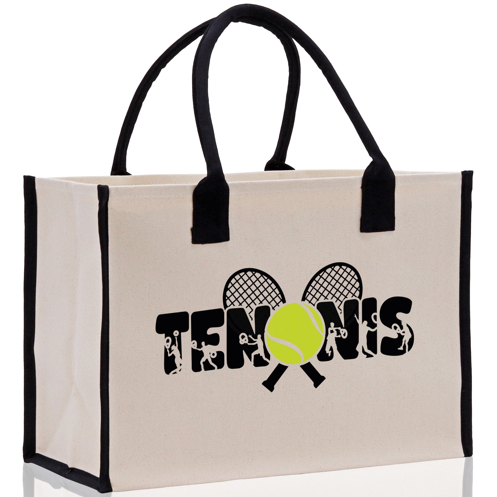 Tennis Silhouette Cotton Canvas Tote Bag Gift for Tennis Lover Bag Tennis Coach Gift Bag - Aaria Tees Aaria Tees