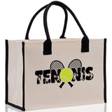 Tennis Silhouette Cotton Canvas Tote Bag Gift for Tennis Lover Bag Tennis Coach Gift Bag - Aaria Tees Aaria Tees