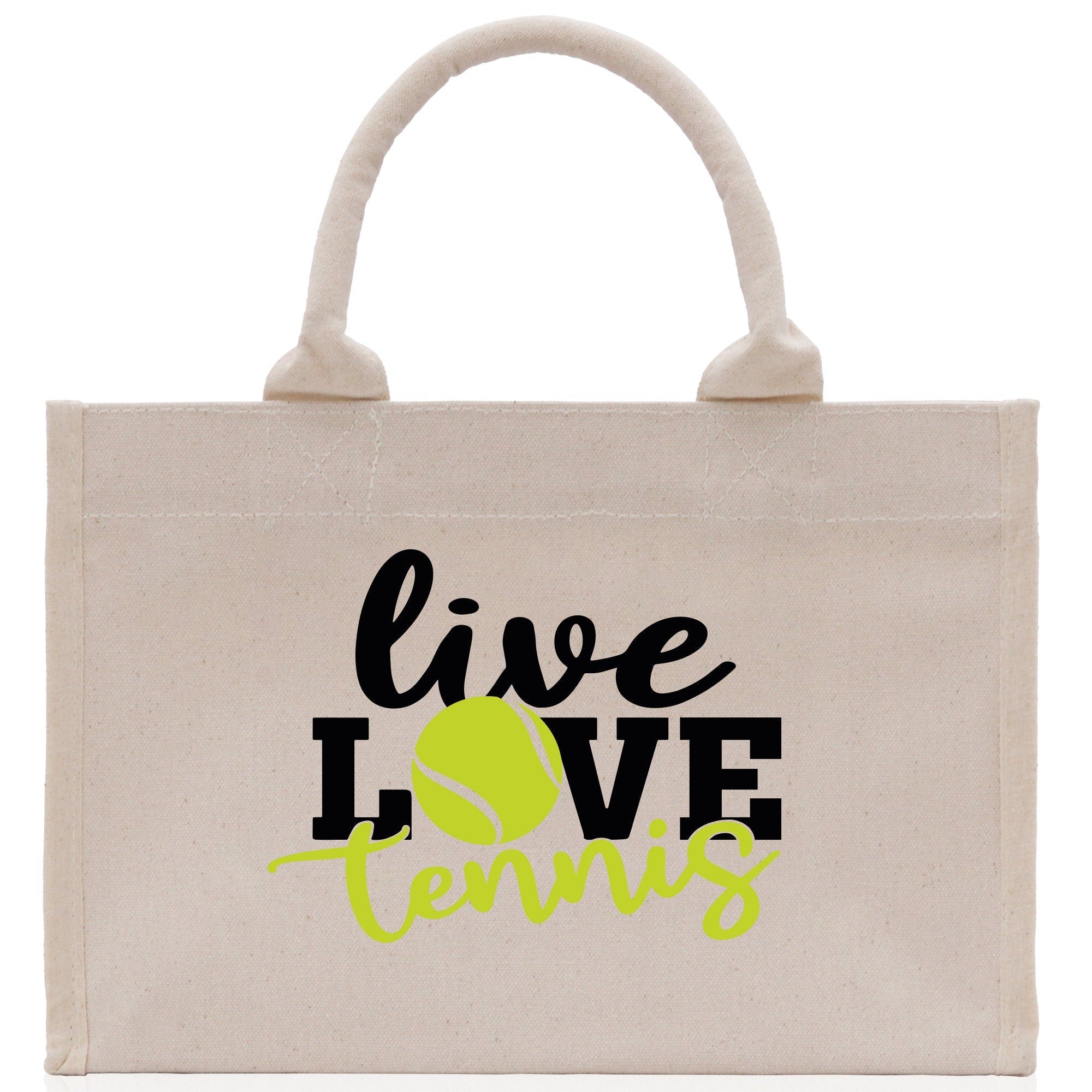 Live Love Tennis Cotton Canvas Tote Bag Gift for Tennis Lover Bag Tennis Coach Gift Bag - Aaria Tees Aaria Tees