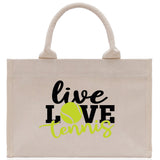 Live Love Tennis Cotton Canvas Tote Bag Gift for Tennis Lover Bag Tennis Coach Gift Bag - Aaria Tees Aaria Tees