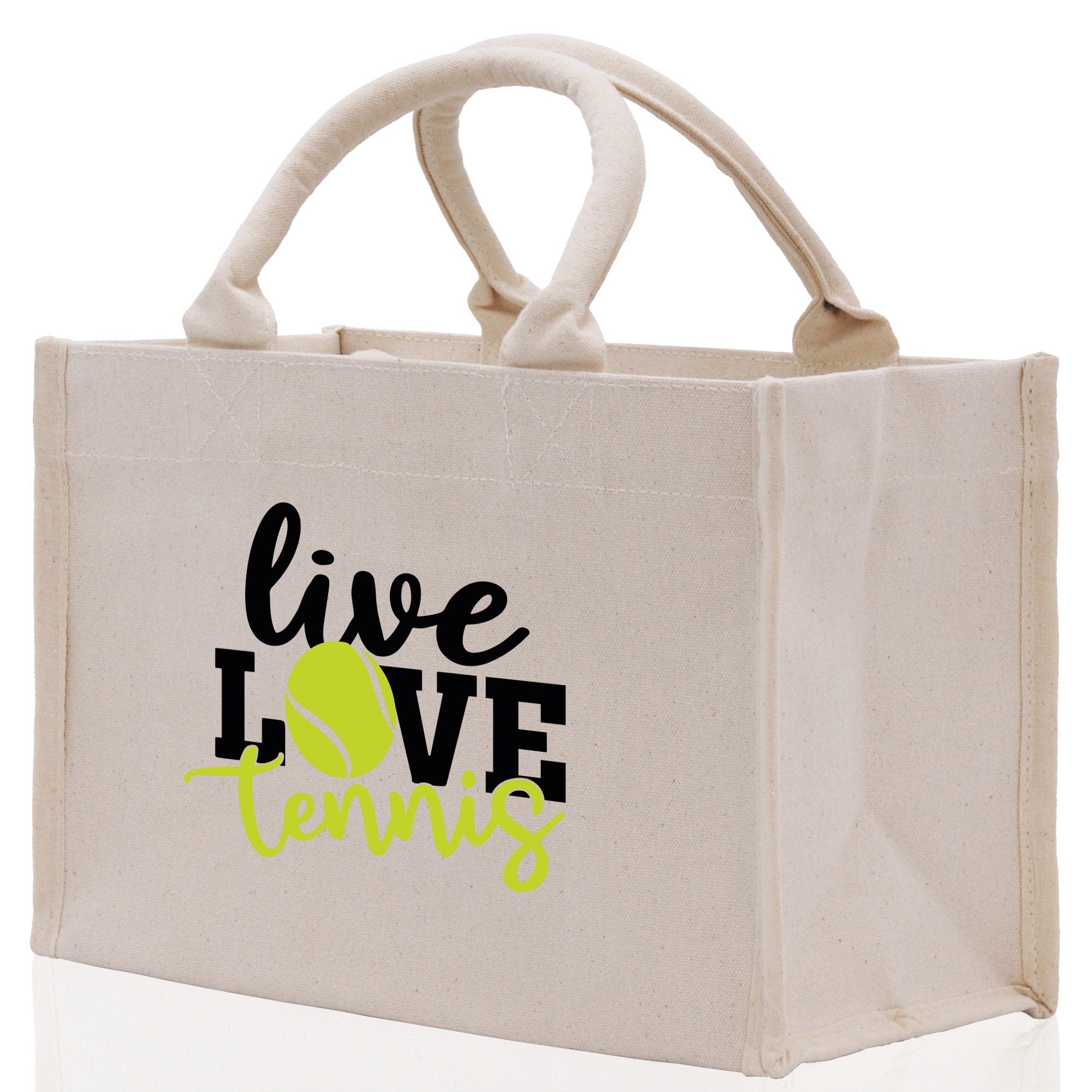 Live Love Tennis Cotton Canvas Tote Bag Gift for Tennis Lover Bag Tennis Coach Gift Bag - Aaria Tees Aaria Tees