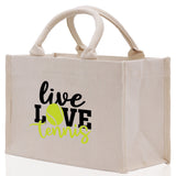 Live Love Tennis Cotton Canvas Tote Bag Gift for Tennis Lover Bag Tennis Coach Gift Bag - Aaria Tees Aaria Tees