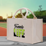 Tennis Life Cotton Canvas Tote Bag Gift for Tennis Lover Bag Tennis Coach Gift Bag - Aaria Tees Aaria Tees