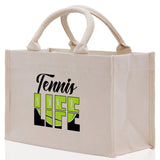 Tennis Life Cotton Canvas Tote Bag Gift for Tennis Lover Bag Tennis Coach Gift Bag - Aaria Tees Aaria Tees