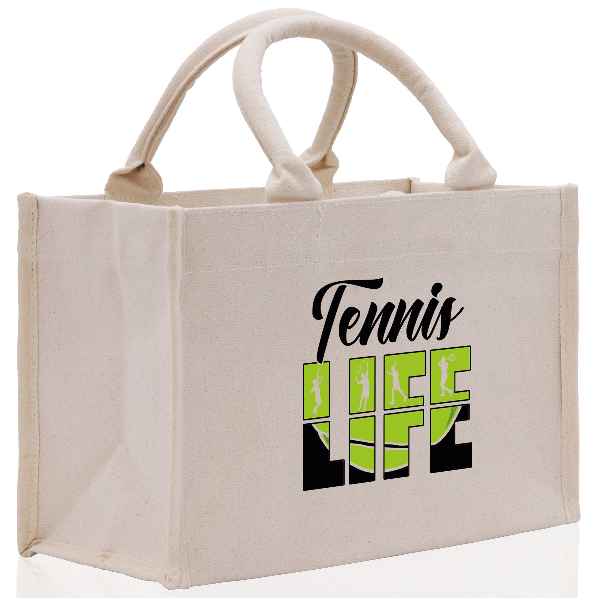 Tennis Life Cotton Canvas Tote Bag Gift for Tennis Lover Bag Tennis Coach Gift Bag - Aaria Tees Aaria Tees