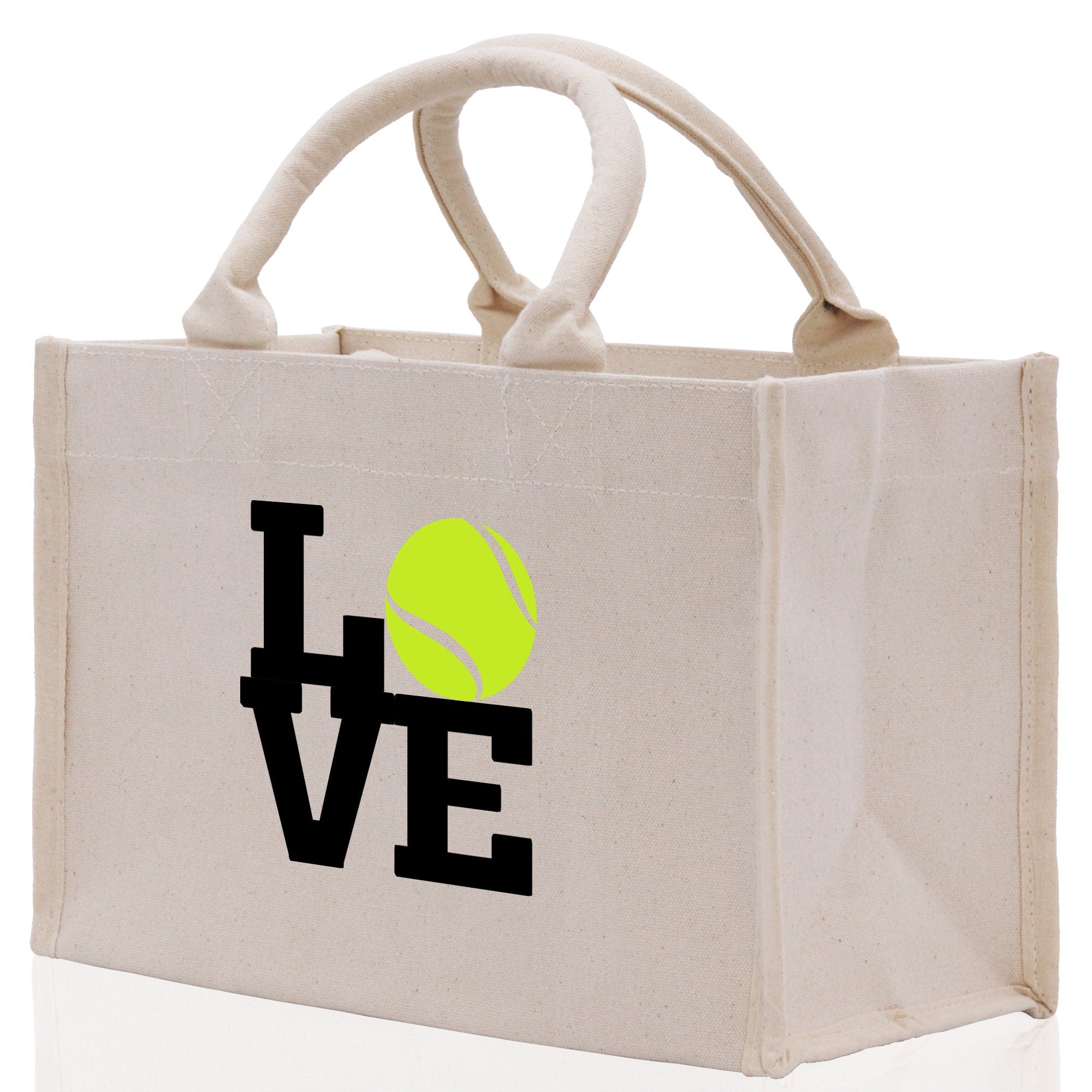 Love Tennis Cotton Canvas Tote Bag Gift for Tennis Lover Bag Tennis Coach Gift Bag - Aaria Tees Aaria Tees