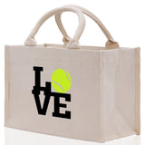Love Tennis Cotton Canvas Tote Bag Gift for Tennis Lover Bag Tennis Coach Gift Bag - Aaria Tees Aaria Tees