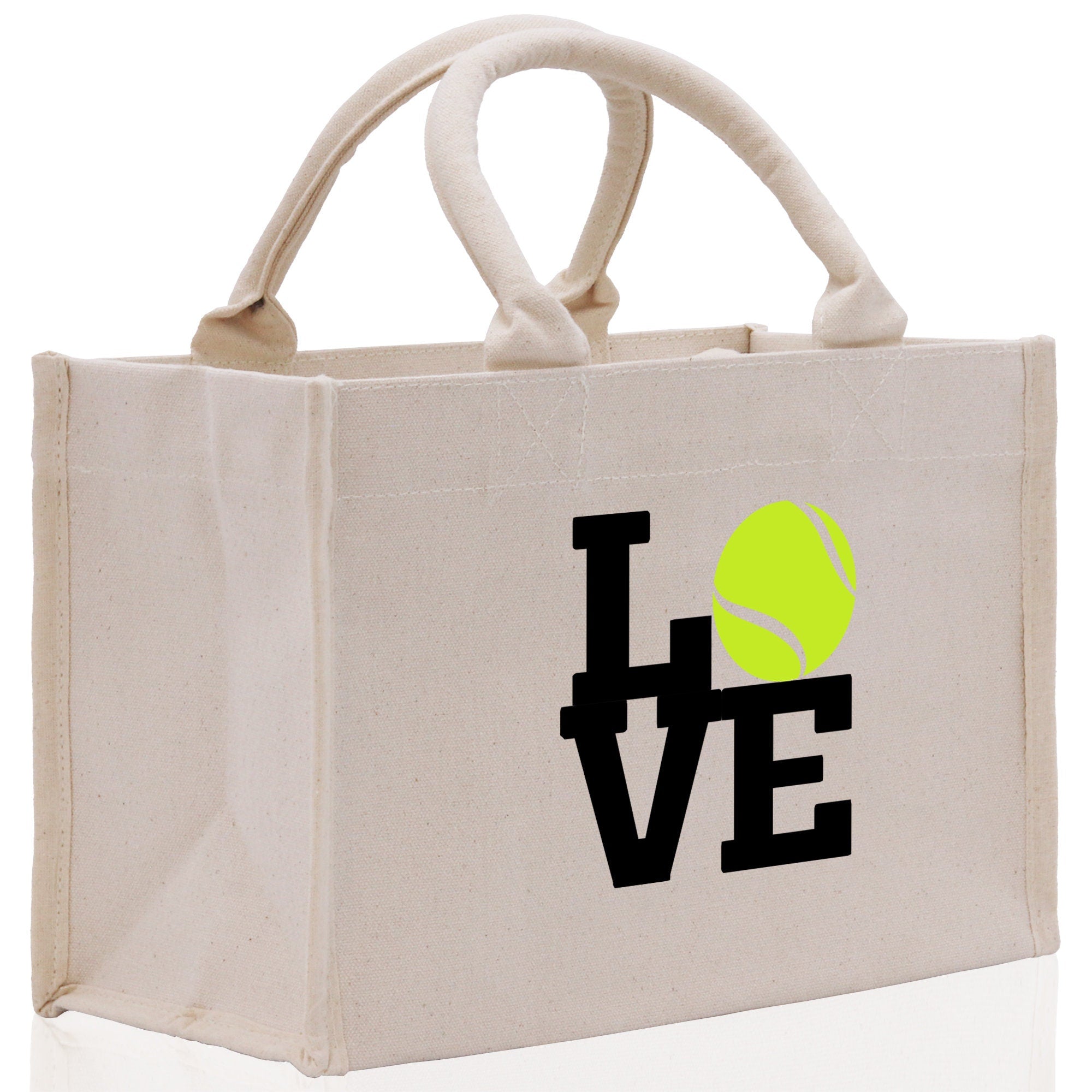 Love Tennis Cotton Canvas Tote Bag Gift for Tennis Lover Bag Tennis Coach Gift Bag - Aaria Tees Aaria Tees