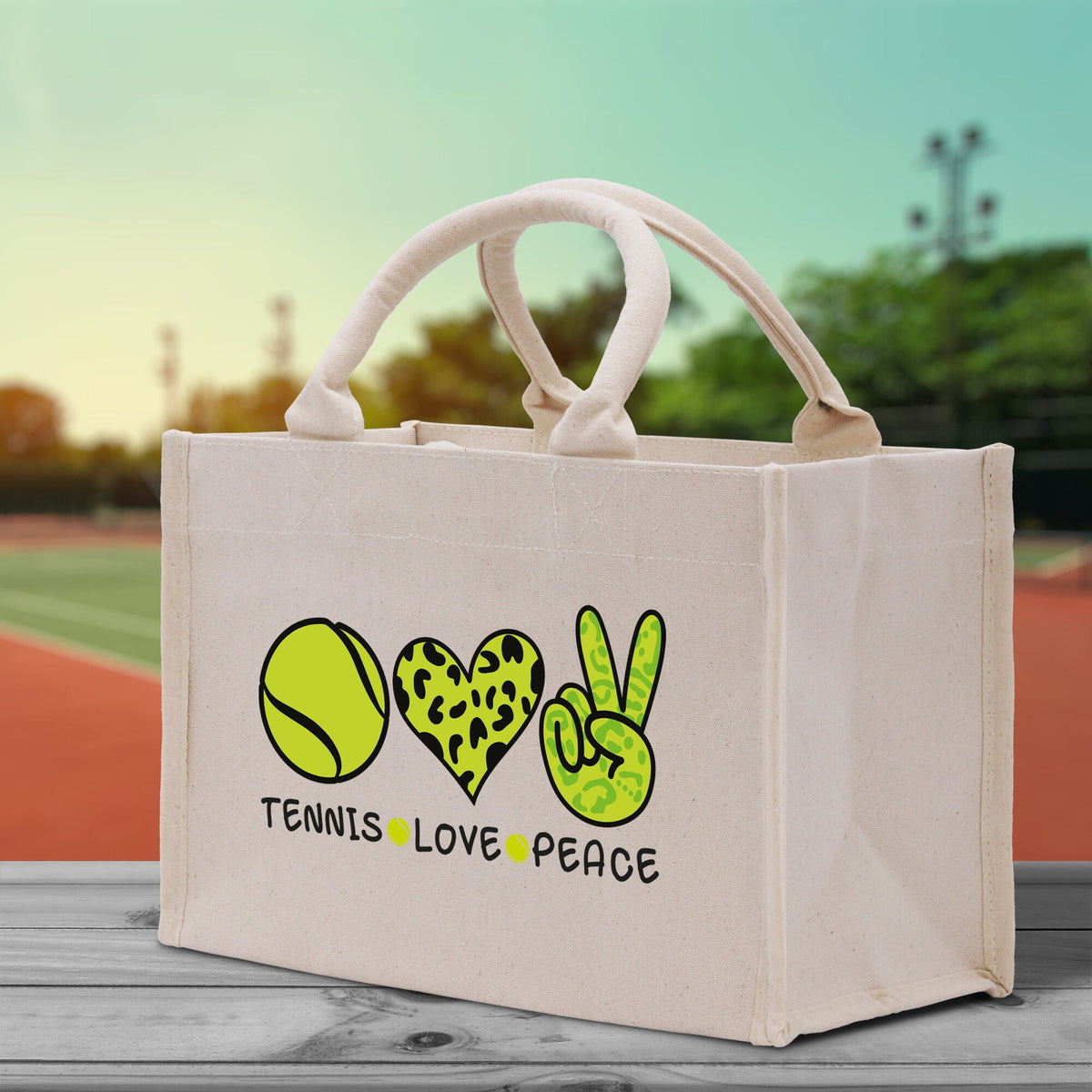 Tennis Love Peace Cotton Canvas Tote Bag Gift for Tennis Lover Bag Tennis Coach Gift Bag - Aaria Tees