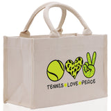 Tennis Love Peace Cotton Canvas Tote Bag Gift for Tennis Lover Bag Tennis Coach Gift Bag - Aaria Tees Aaria Tees