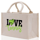 Love Tennis Cotton Canvas Tote Bag Gift for Tennis Lover Bag Tennis Coach Gift Bag - Aaria Tees Aaria Tees