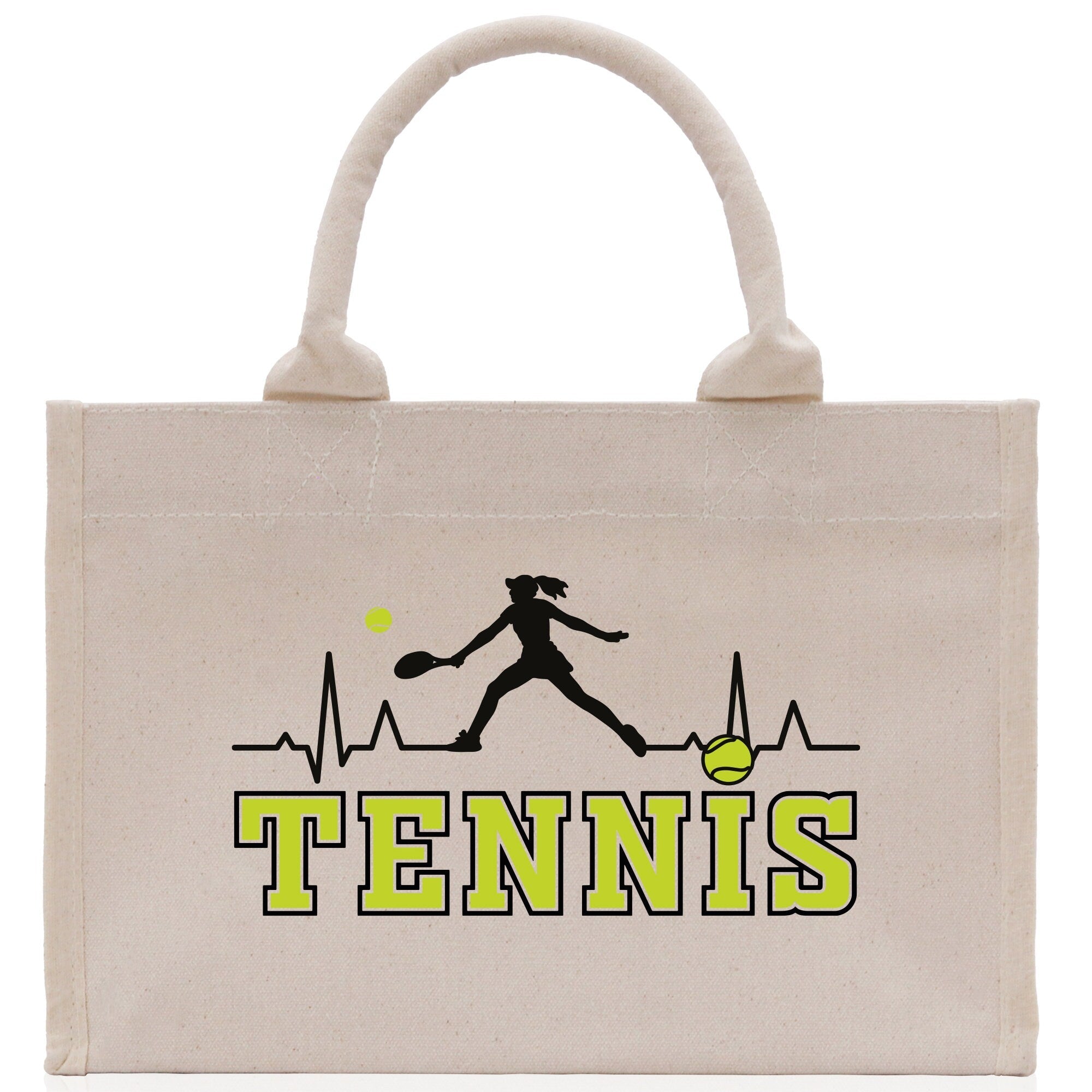 Tennis Silhouette Pulse Cotton Canvas Tote Bag Gift for Tennis Lover Bag Tennis Coach Gift Bag - Aaria Tees Aaria Tees