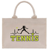 Tennis Silhouette Pulse Cotton Canvas Tote Bag Gift for Tennis Lover Bag Tennis Coach Gift Bag - Aaria Tees Aaria Tees