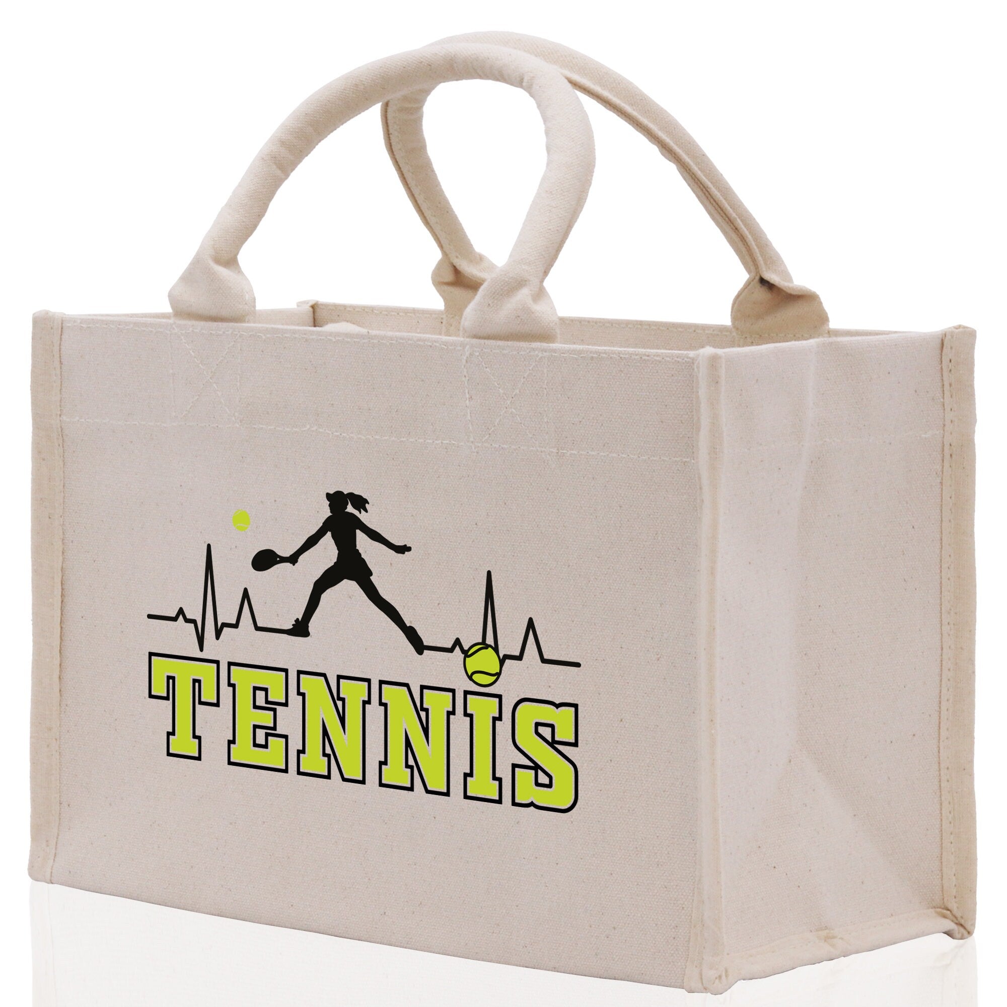 Tennis Silhouette Pulse Cotton Canvas Tote Bag Gift for Tennis Lover Bag Tennis Coach Gift Bag - Aaria Tees Aaria Tees