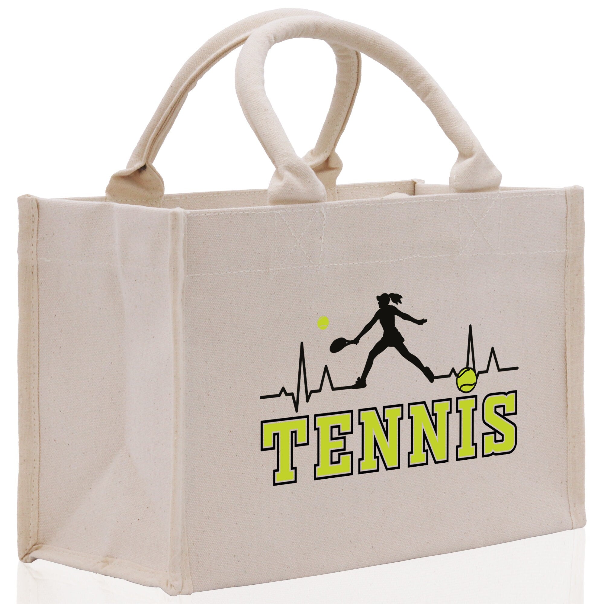 Tennis Silhouette Pulse Cotton Canvas Tote Bag Gift for Tennis Lover Bag Tennis Coach Gift Bag - Aaria Tees Aaria Tees