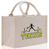 Tennis Silhouette Pulse Cotton Canvas Tote Bag Gift for Tennis Lover Bag Tennis Coach Gift Bag - Aaria Tees Aaria Tees