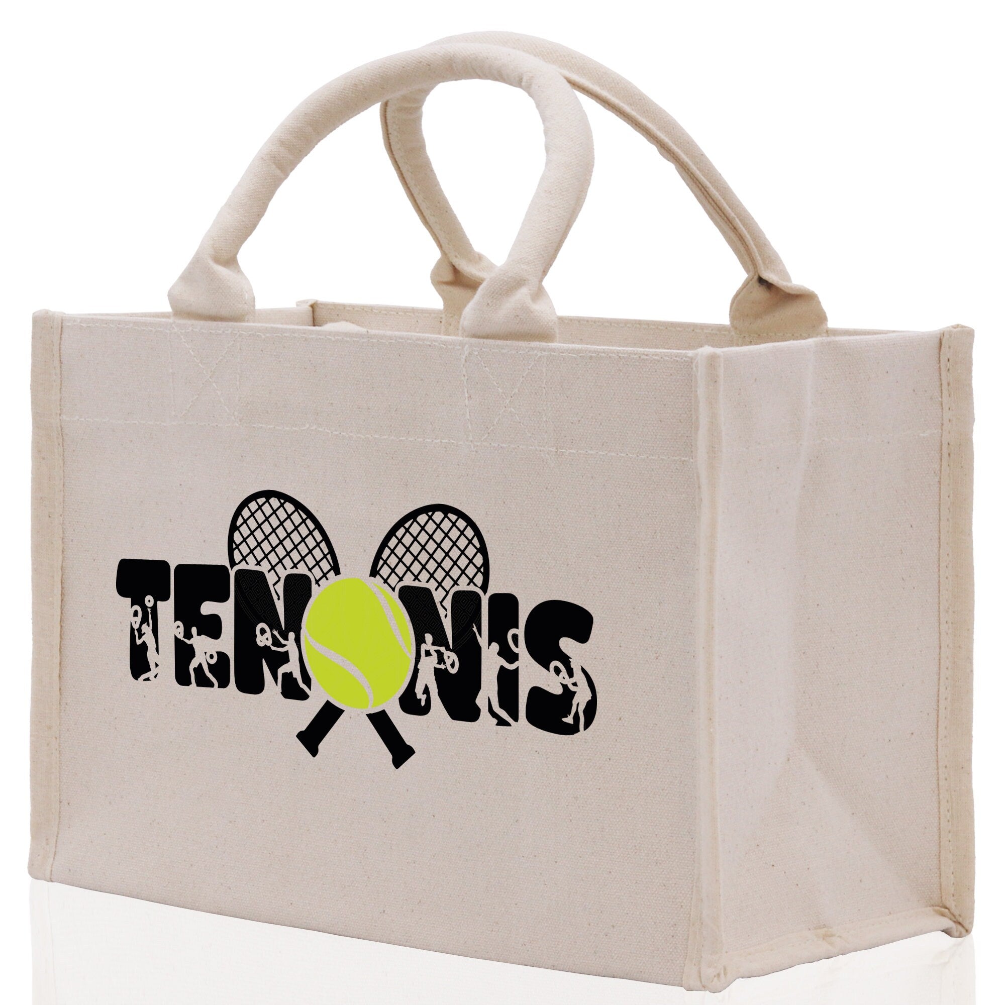 Tennis Silhouette Cotton Canvas Tote Bag Gift for Tennis Lover Bag Tennis Coach Gift Bag - Aaria Tees Aaria Tees