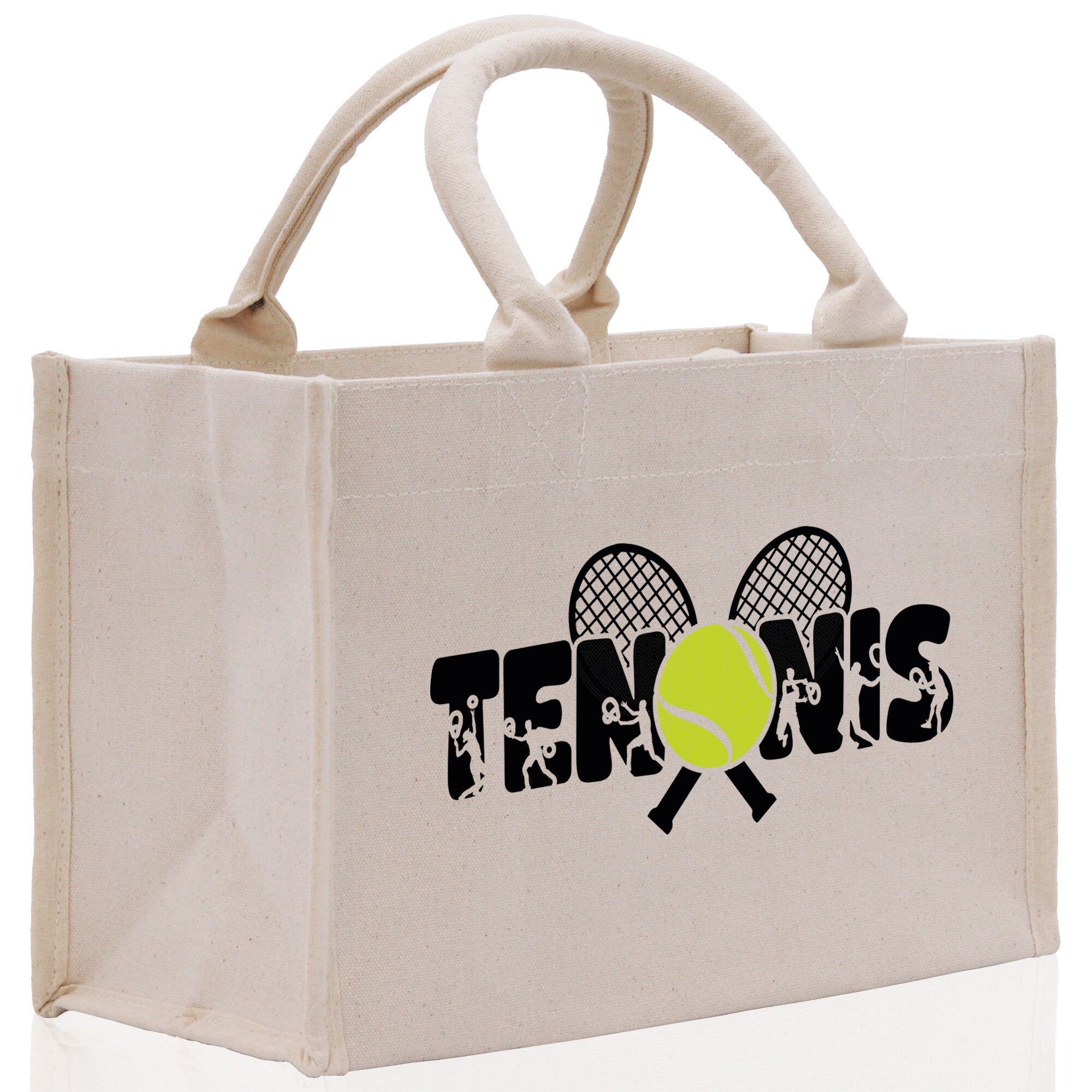 Tennis Silhouette Cotton Canvas Tote Bag Gift for Tennis Lover Bag Tennis Coach Gift Bag - Aaria Tees Aaria Tees