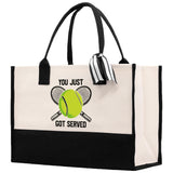 You Just Got Served Tennis Cotton Canvas Tote Bag Gift for Tennis Lover Bag Tennis Coach Gift Bag - Aaria Tees Aaria Tees