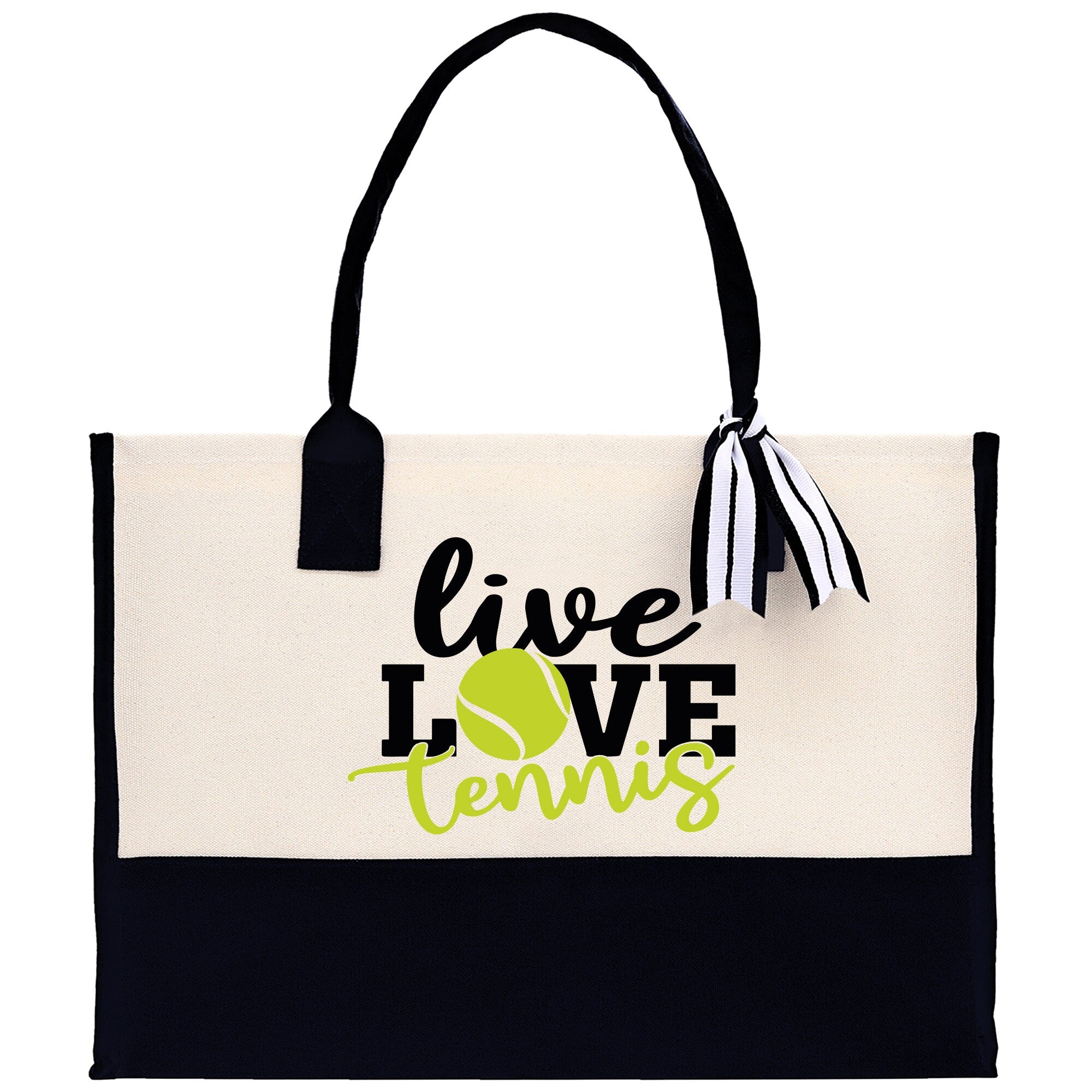 Live Love Tennis Cotton Canvas Tote Bag Gift for Tennis Lover Bag Tennis Coach Gift Bag - Aaria Tees Aaria Tees