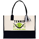 Tennis It's In My DNA Cotton Canvas Tote Bag Gift for Tennis Lover Bag Tennis Coach Gift Bag - Aaria Tees Aaria Tees