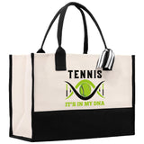 Tennis It's In My DNA Cotton Canvas Tote Bag Gift for Tennis Lover Bag Tennis Coach Gift Bag - Aaria Tees Aaria Tees
