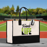 Tennis Life Cotton Canvas Tote Bag Gift for Tennis Lover Bag Tennis Coach Gift Bag - Aaria Tees Aaria Tees