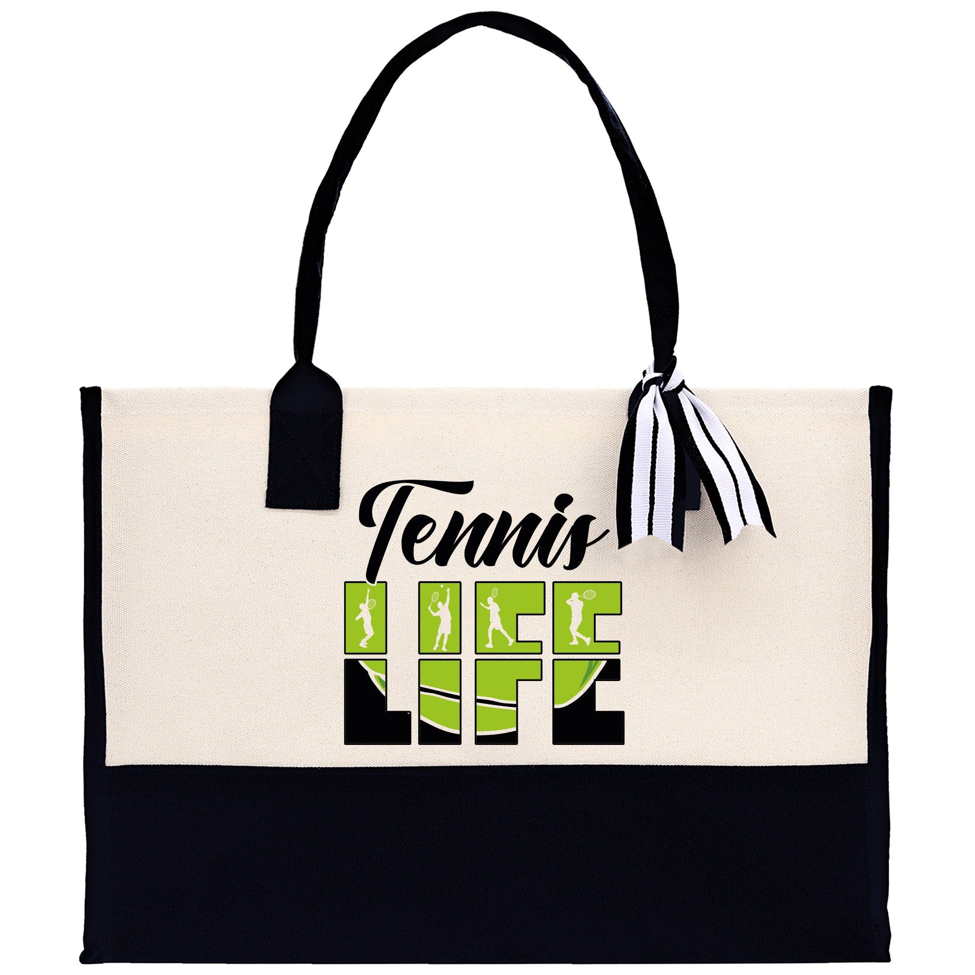 Tennis Life Cotton Canvas Tote Bag Gift for Tennis Lover Bag Tennis Coach Gift Bag - Aaria Tees Aaria Tees