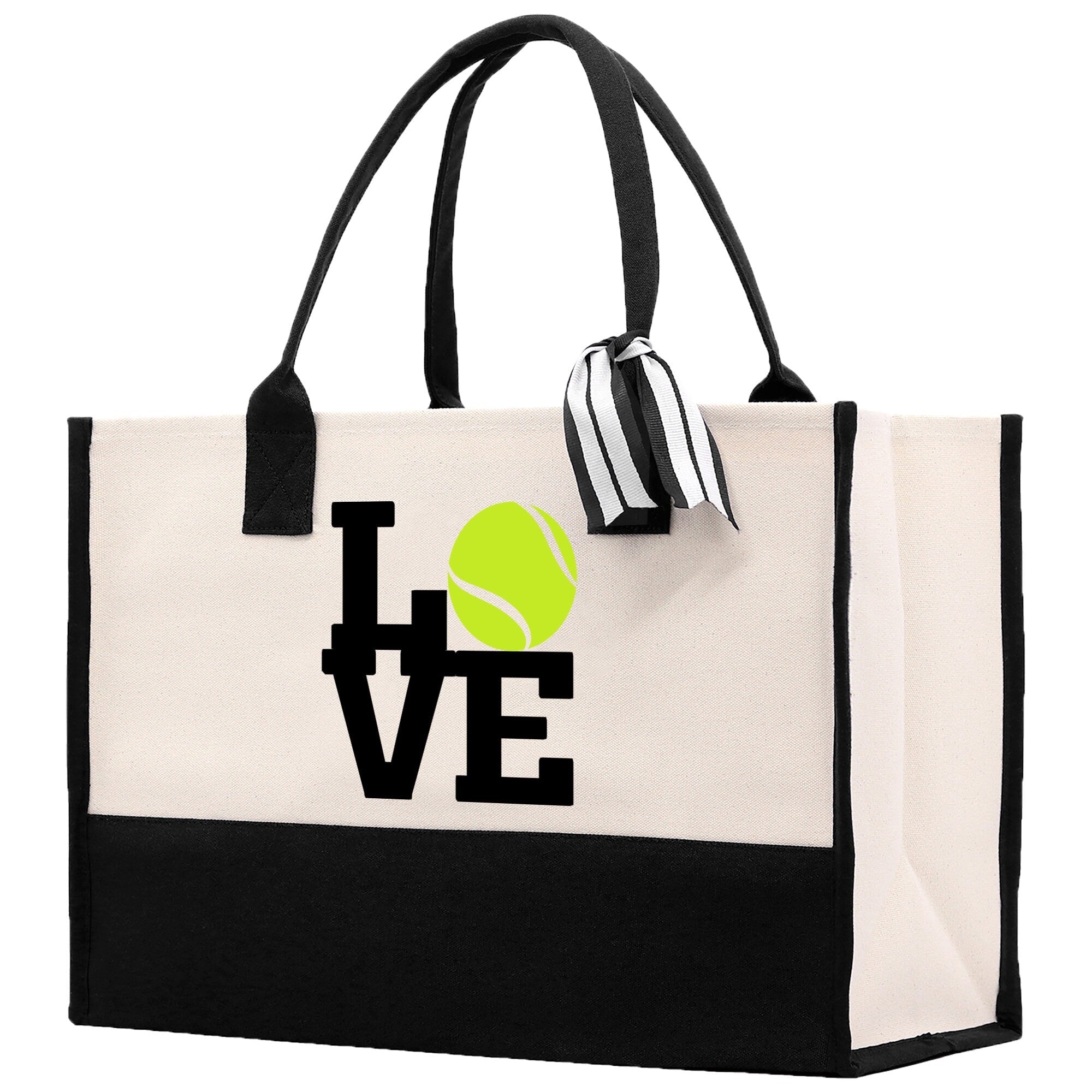 Love Tennis Cotton Canvas Tote Bag Gift for Tennis Lover Bag Tennis Coach Gift Bag - Aaria Tees Aaria Tees
