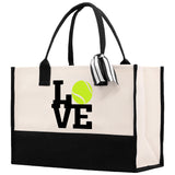 Love Tennis Cotton Canvas Tote Bag Gift for Tennis Lover Bag Tennis Coach Gift Bag - Aaria Tees Aaria Tees