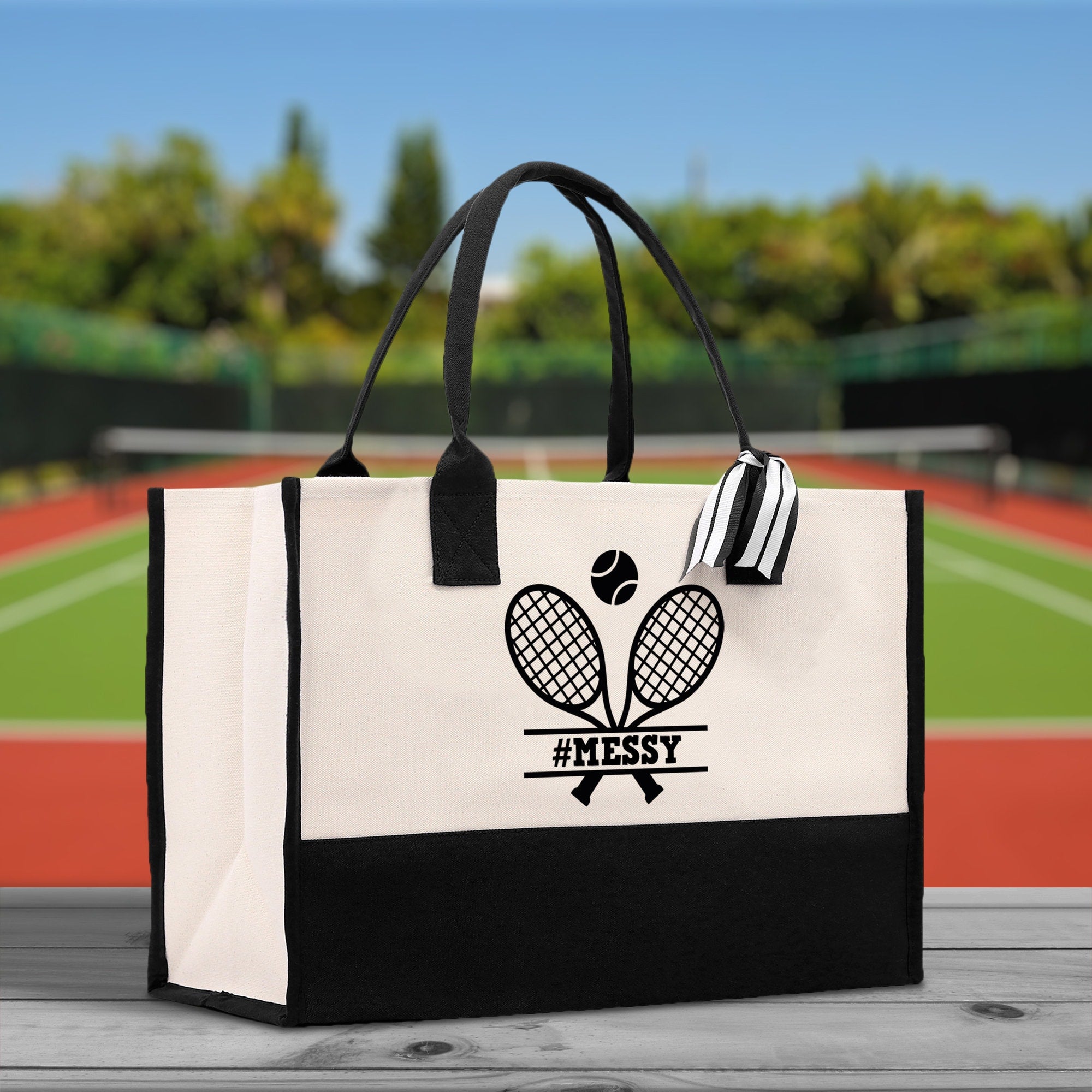 Tennis Personalization Cotton Canvas Tote Bag Gift for Tennis Lover Bag Tennis Coach Gift Bag - Aaria Tees Aaria Tees