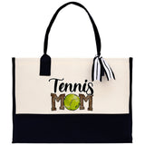 Tennis Mom Cotton Canvas Tote Bag Gift for Tennis Lover Bag Tennis Coach Gift Bag - Aaria Tees Aaria Tees