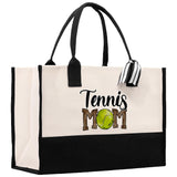 Tennis Mom Cotton Canvas Tote Bag Gift for Tennis Lover Bag Tennis Coach Gift Bag - Aaria Tees Aaria Tees