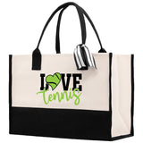 Love Tennis Cotton Canvas Tote Bag Gift for Tennis Lover Bag Tennis Coach Gift Bag - Aaria Tees Aaria Tees
