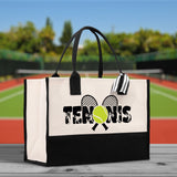 Tennis Silhouette Cotton Canvas Tote Bag Gift for Tennis Lover Bag Tennis Coach Gift Bag - Aaria Tees Aaria Tees