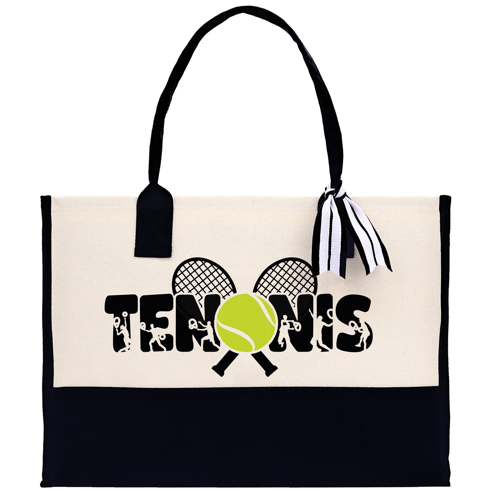 Tennis Silhouette Cotton Canvas Tote Bag Gift for Tennis Lover Bag Tennis Coach Gift Bag - Aaria Tees Aaria Tees