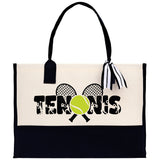 Tennis Silhouette Cotton Canvas Tote Bag Gift for Tennis Lover Bag Tennis Coach Gift Bag - Aaria Tees Aaria Tees