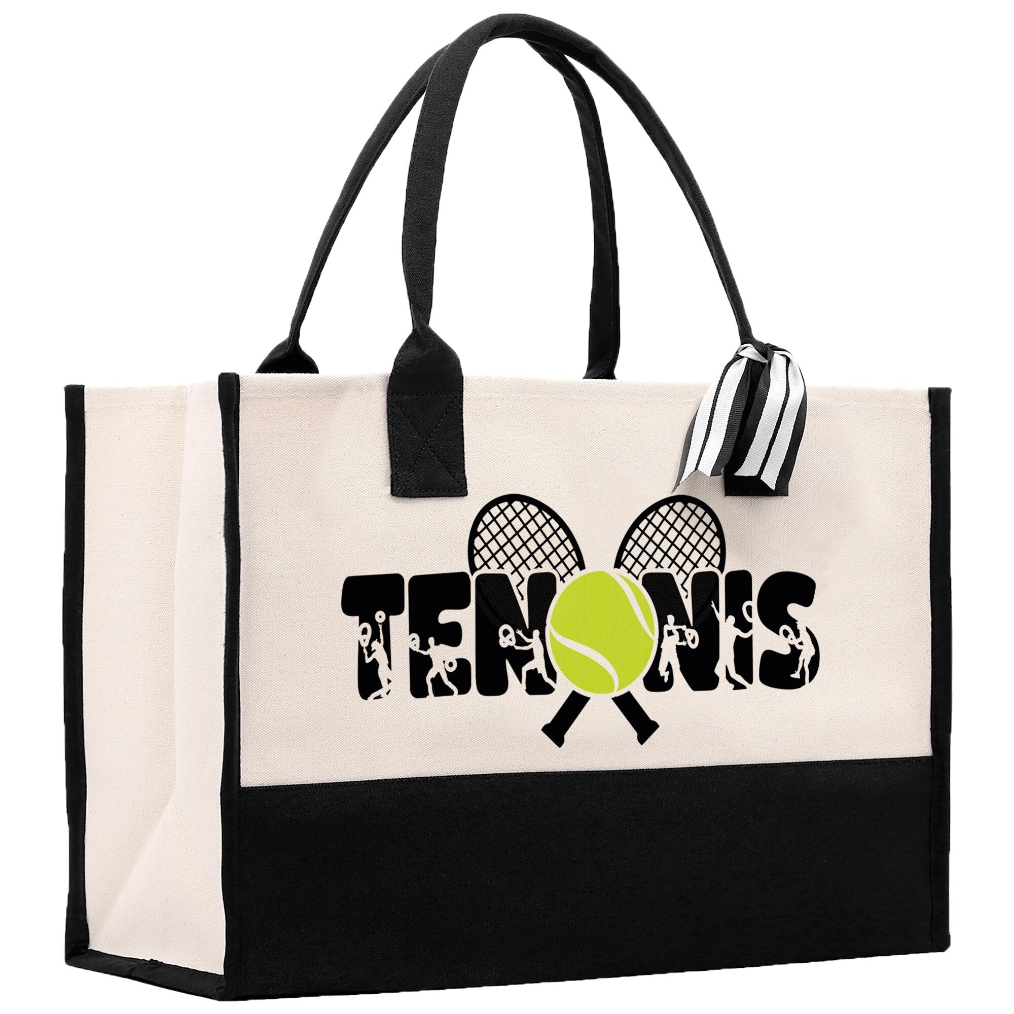 Tennis Silhouette Cotton Canvas Tote Bag Gift for Tennis Lover Bag Tennis Coach Gift Bag - Aaria Tees Aaria Tees