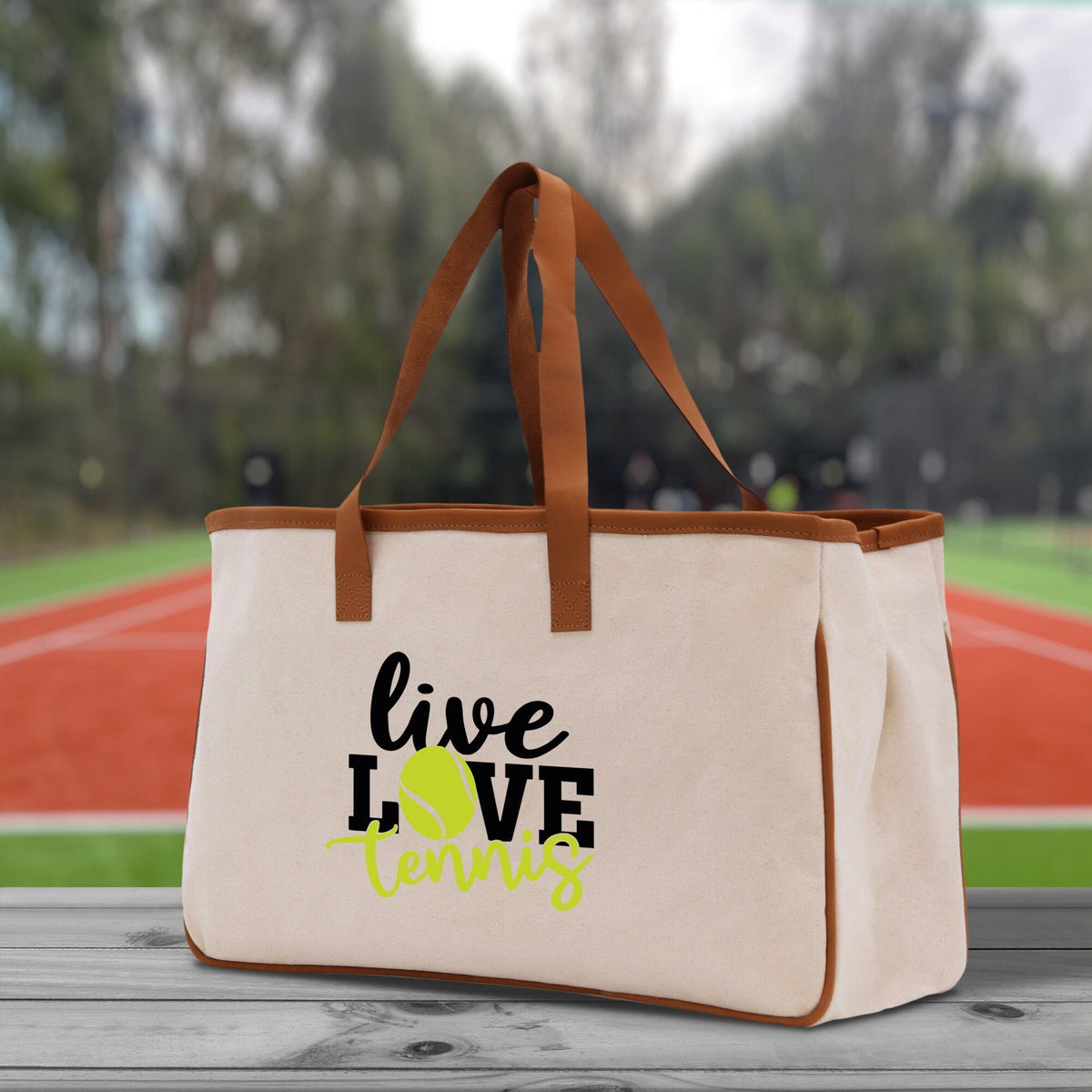 Live Love Tennis Cotton Canvas Tote Bag Gift for Tennis Lover Bag Tennis Coach Gift Bag - Aaria Tees