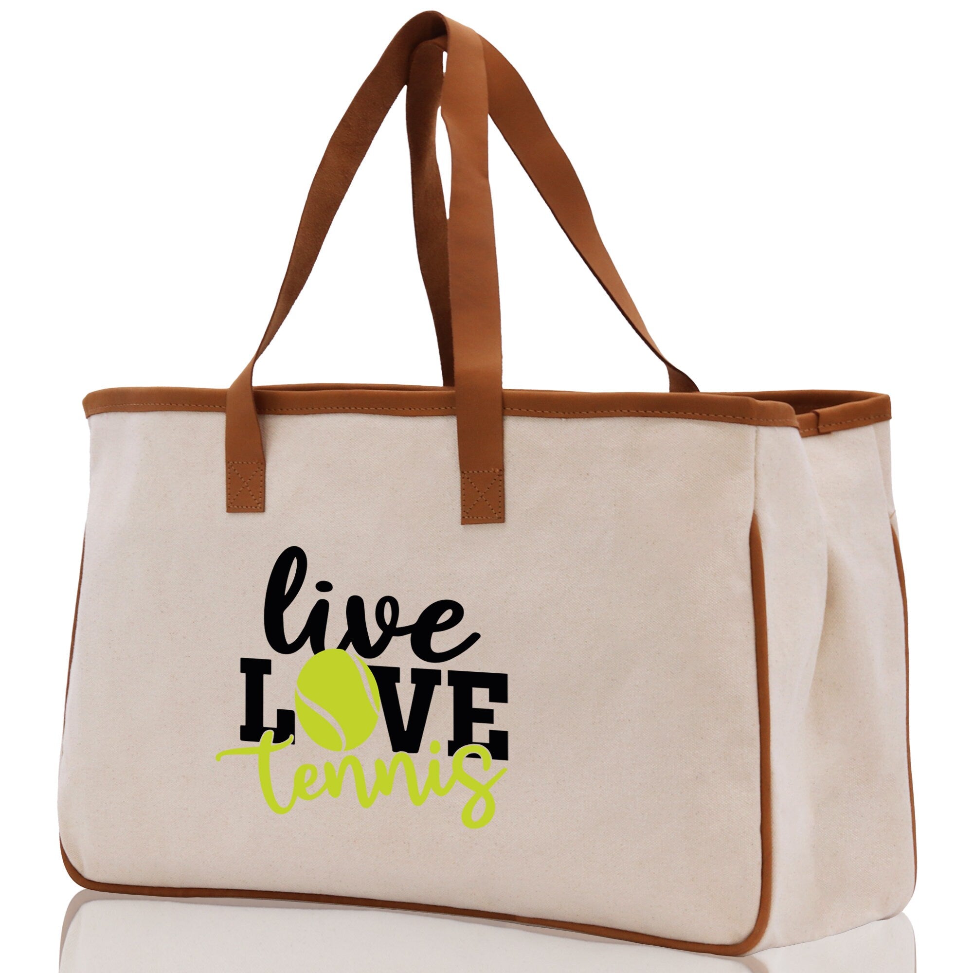 Live Love Tennis Cotton Canvas Tote Bag Gift for Tennis Lover Bag Tennis Coach Gift Bag - Aaria Tees Aaria Tees